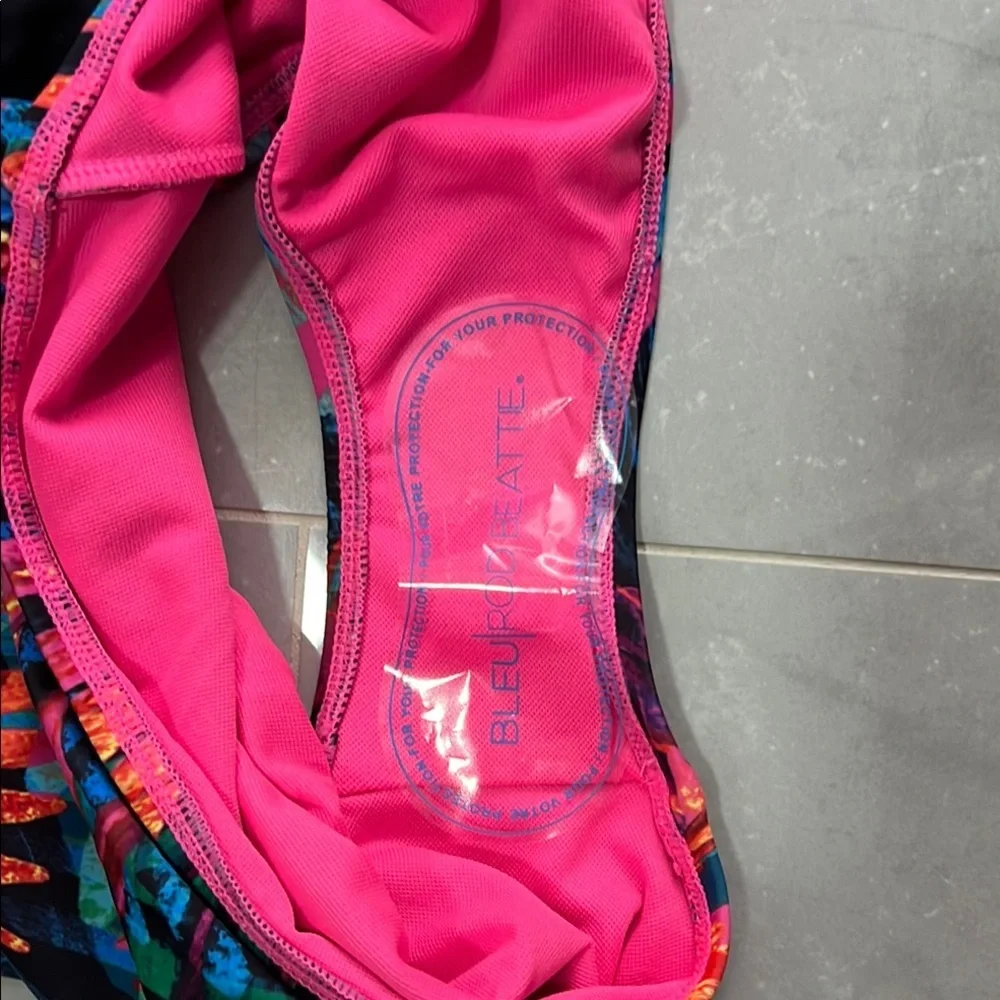 NWT Bleu Rod Beattie Blue and Pink One-Piece Swimsuit X Back